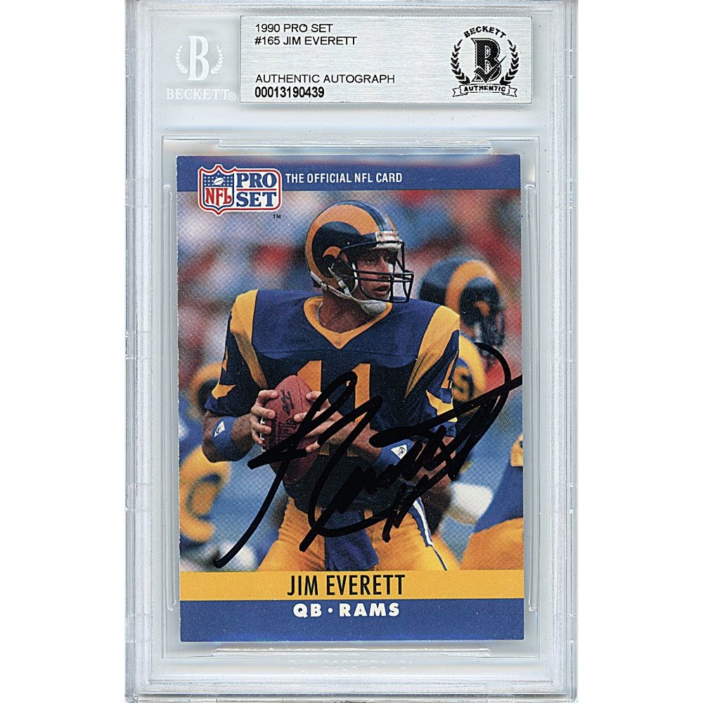 Jim Everett L.A. Rams Signed 1990 Pro Set Football Card Beckett BAS Autographed